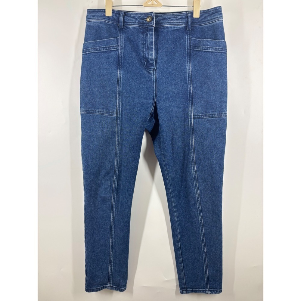 Boden Denim High Rise Utility Straight Leg Jeans Blue Front Seam Pockets US 10R